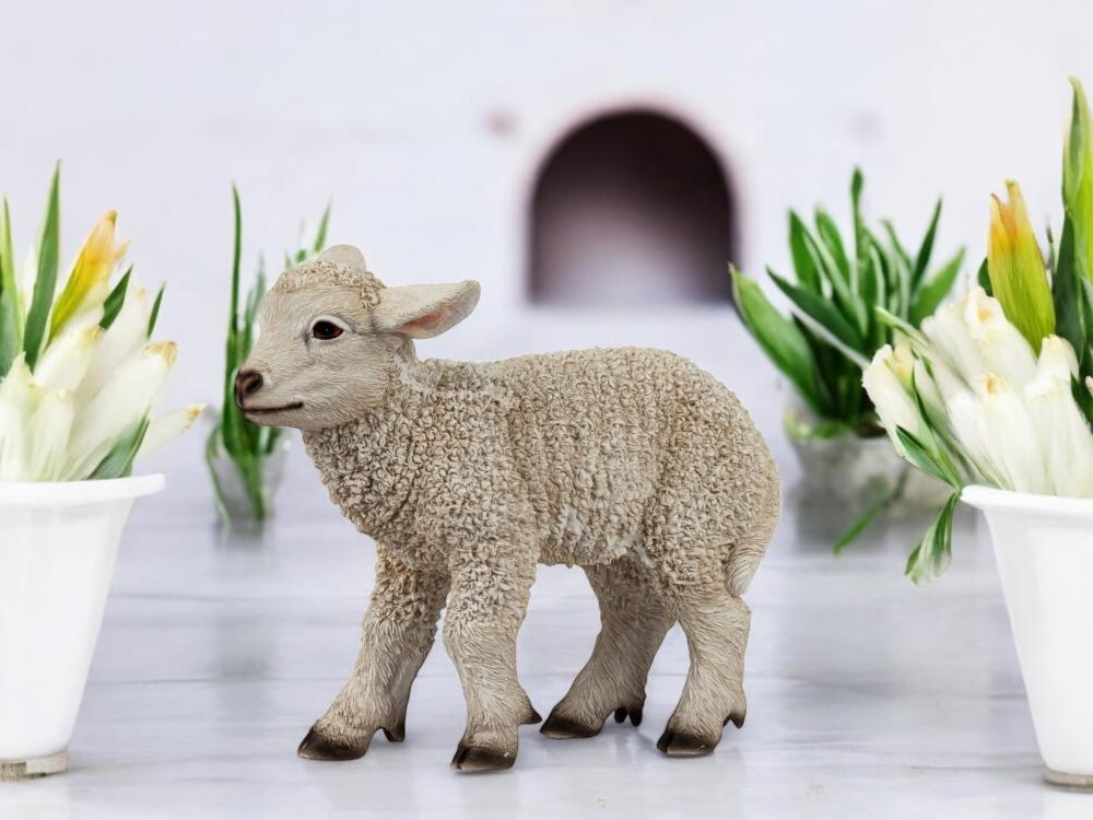 Dekoration für Frühling und Ostern: Elegantes stehendes Lamm, 28 cm